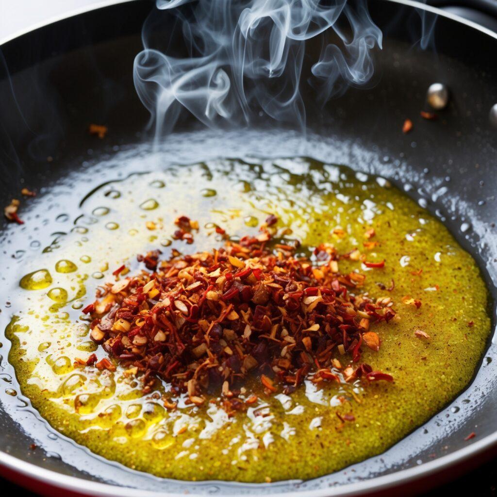 Leonardo Phoenix A hot skillet with olive oil sizzling pepper 4