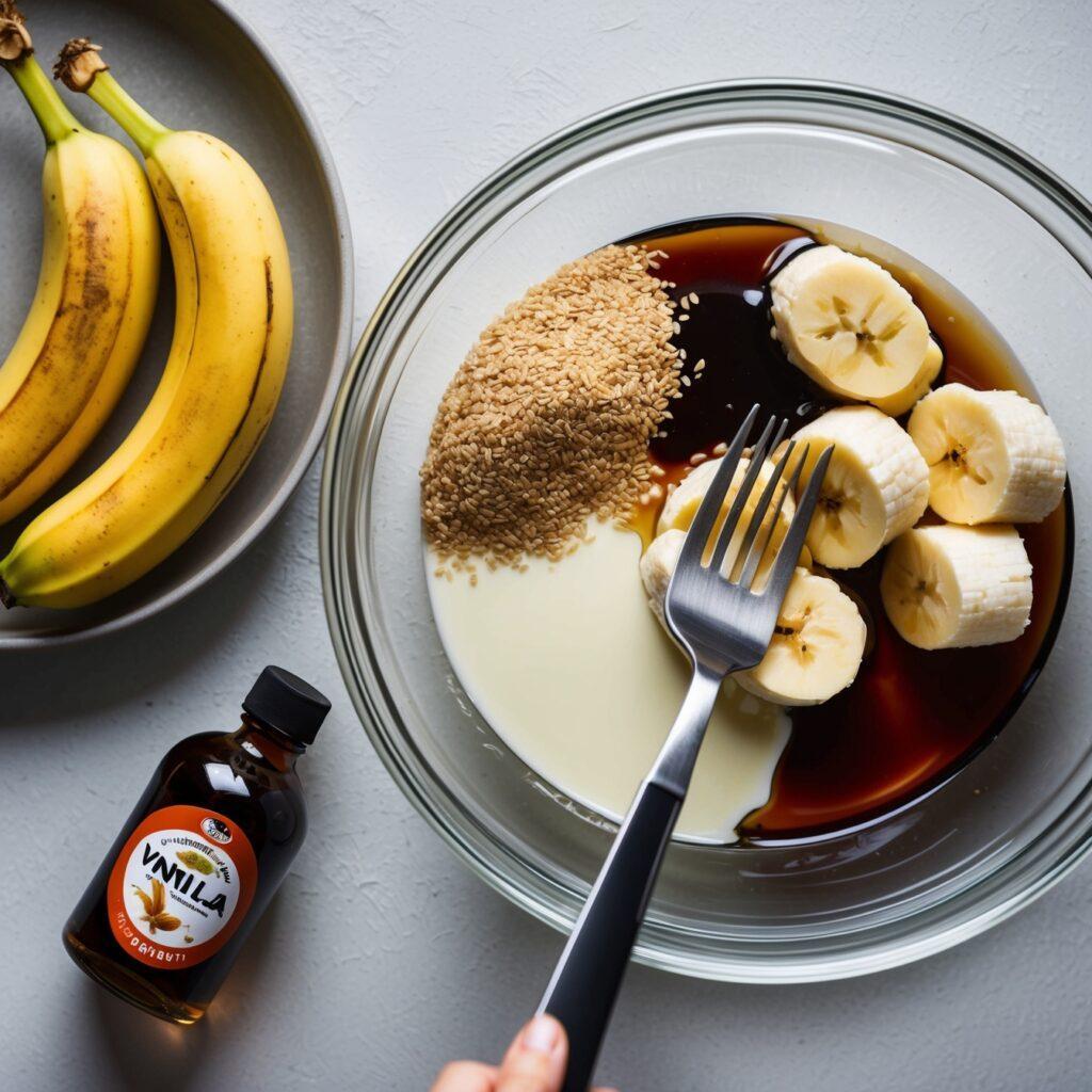 Leonardo Phoenix A separate bowl with mashed bananas flaxseed 7