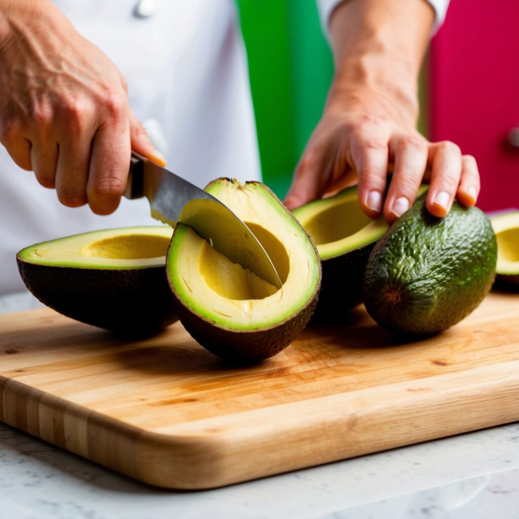 Leonardo Phoenix Closeup of a chefs hands carefully slicing ri 0