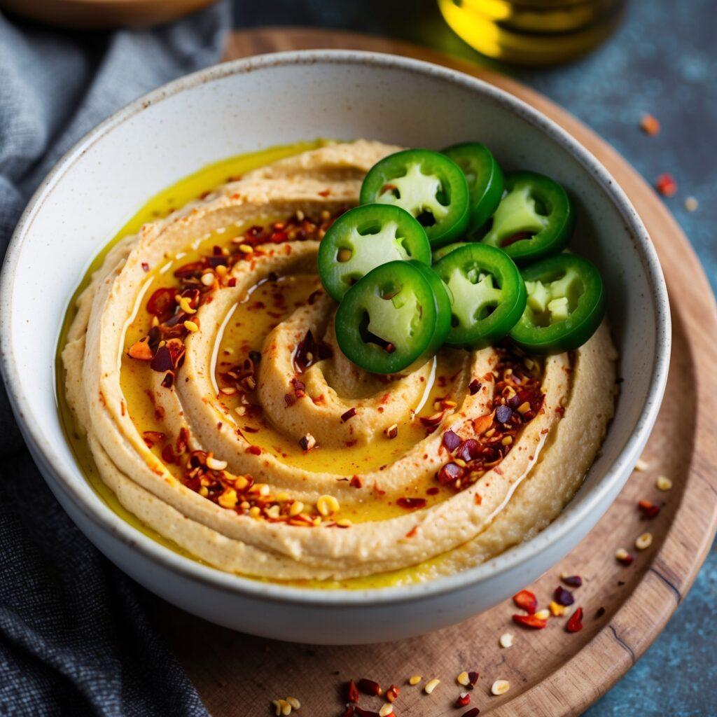 Leonardo Phoenix iPhone 15 photo of a bowl of hummus swirled w 0