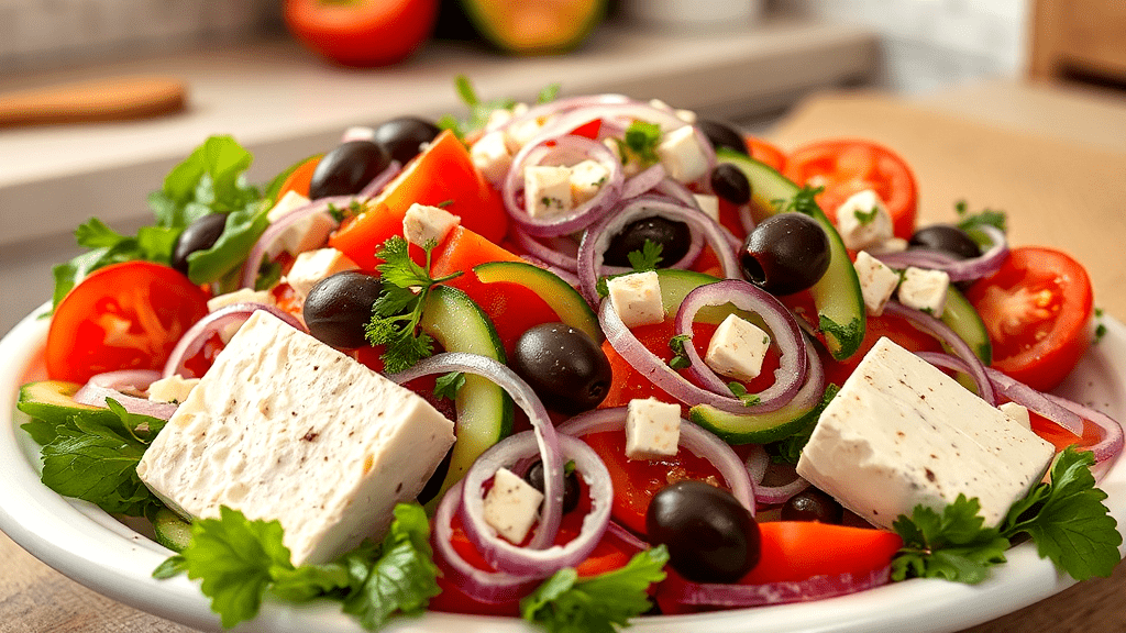 Ingredients for a Classic Greek Salad