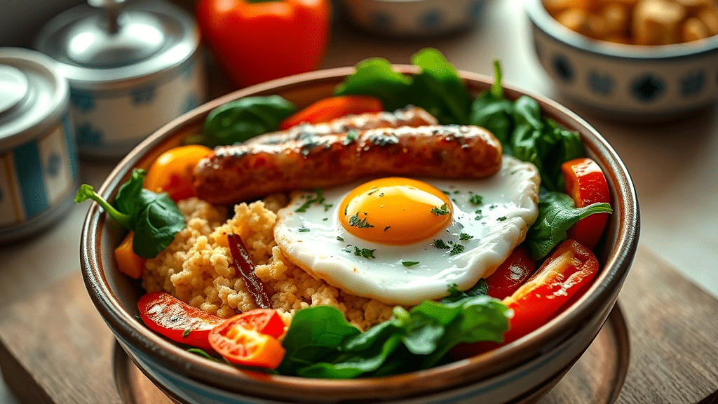 Chicken and Eggs Breakfast Bowl