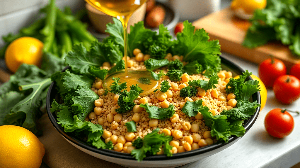 Preparing Fresh Kale for the Salad