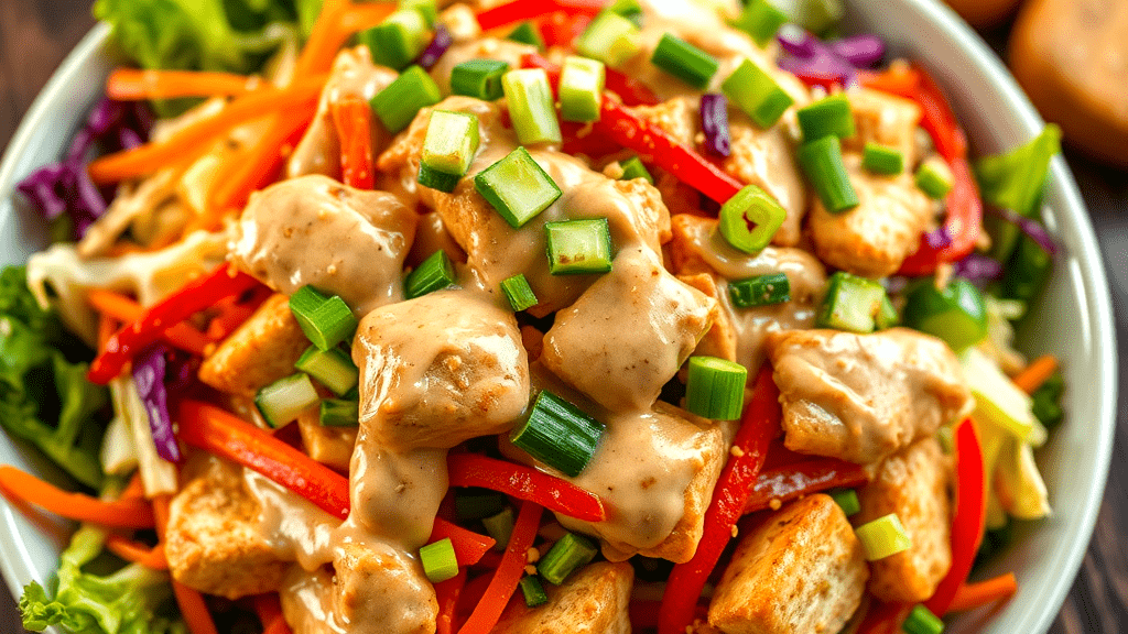 Assembling the Thai Peanut Salad